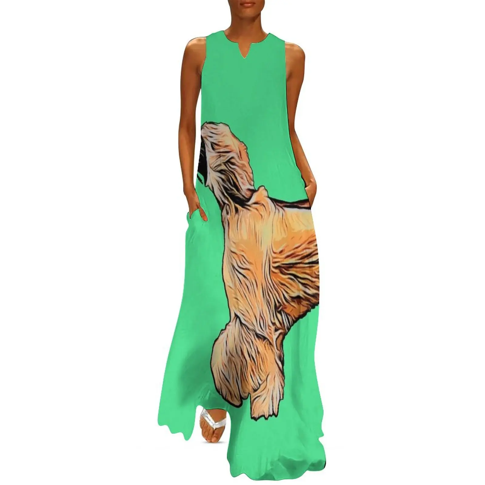 Running Afghan Hound for dog lovers Long Dress women's dresses luxury Elegant gowns Clothing Dress