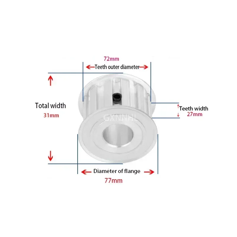 L24 Teeth  timing pulley  teeth width 27mm Bore 14/15/16/17/18/19/20/22/24/25/28mm Trapezoidal teeth pitch 9.525mm