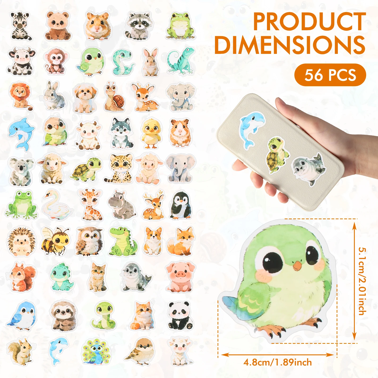 50Pcs Cute Animal Stickers Funny Pet Emoji Animals Waterproof For Skateboard Laptop Phone Diary Car Vinyl PVC Decoration Sticker