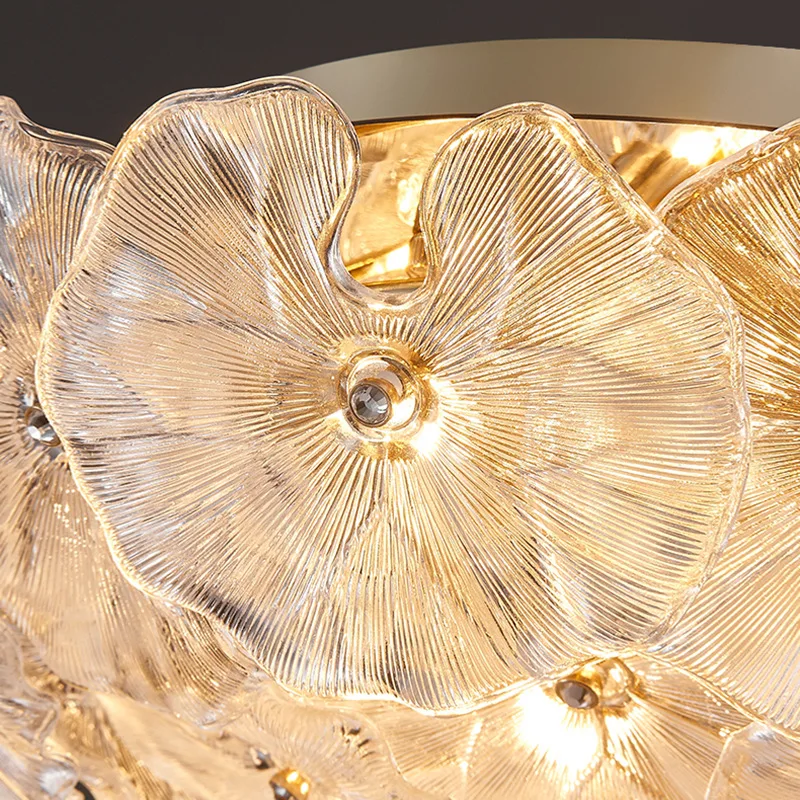 Modern light luxury personalized lotus leaf glass ceiling light Nordic simple bedroom room light
