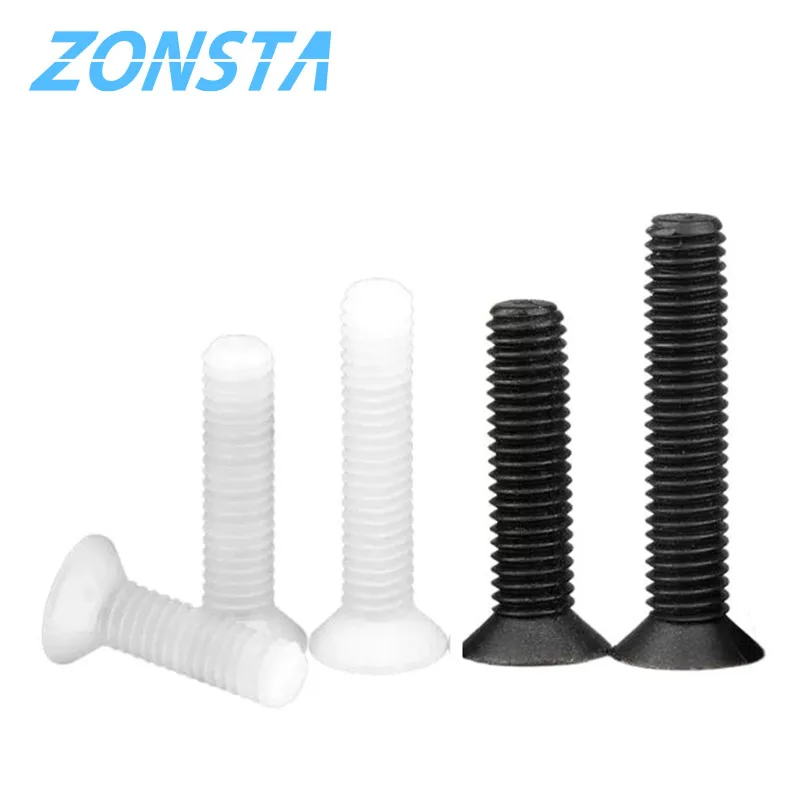 Nylon White Black Countersunk Head Screws M2 M2.5 M3 M4 M5 M6 M8 Plastic Cross Flat Head Machine Screw Bolts For Insulation Use