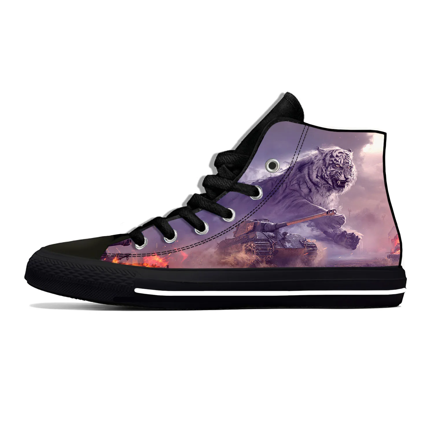 Anime Cartoon Game World Of Tanks Tank Fashion Casual Cloth Shoes High Top Lightweight Breathable 3D Print Men Women Sneakers