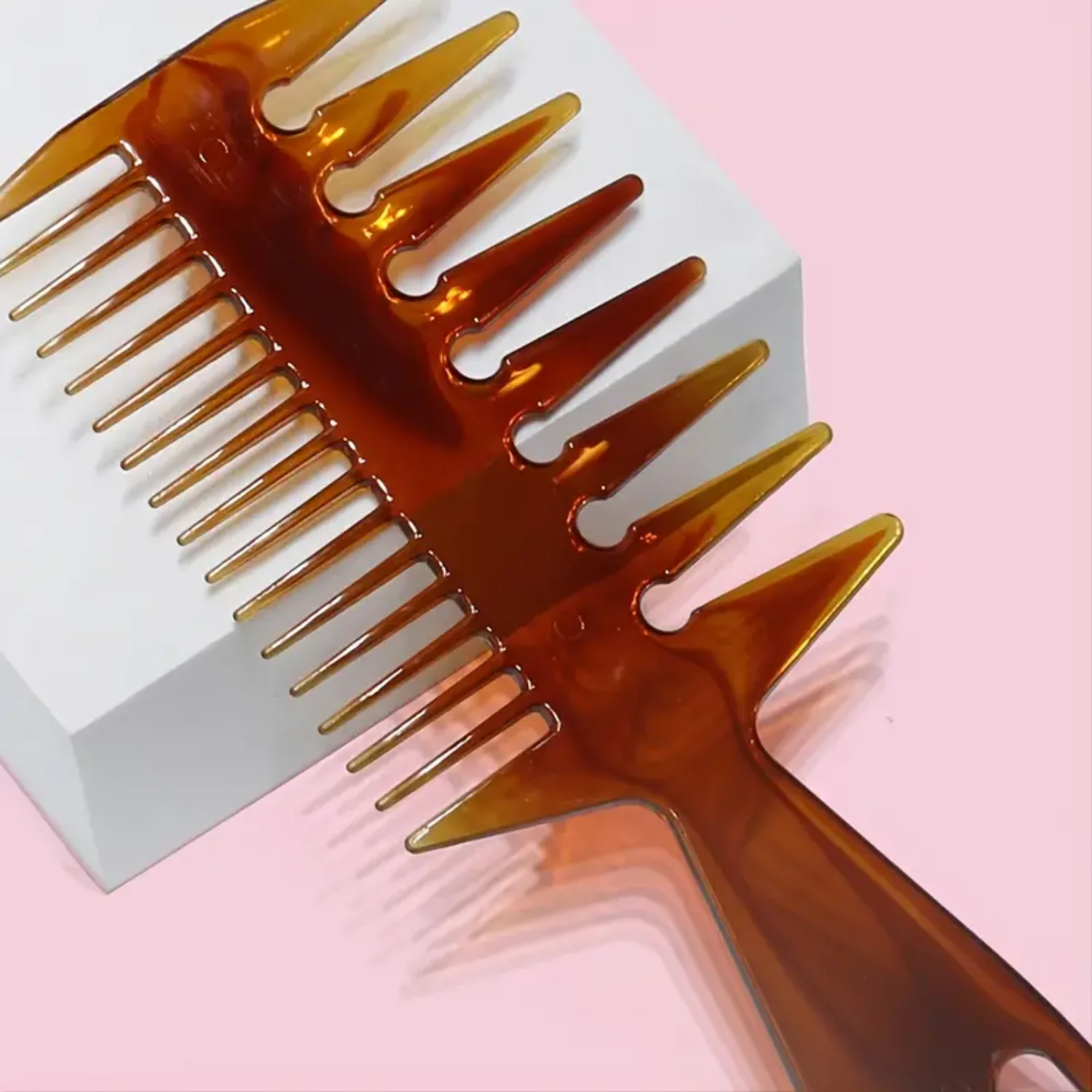 Pettine per capelli in plastica a forma di osso a coda di pesce 3 in 1 a doppio lato - Strumento super styler per una struttura perfetta dei capelli