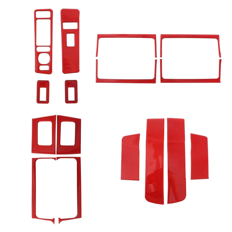 For Hummer H2 2003-2007 Soft Carbon Fiber Red Car Glass Lift Switch Panel Cover Trim Sticker Car Accessories Interior