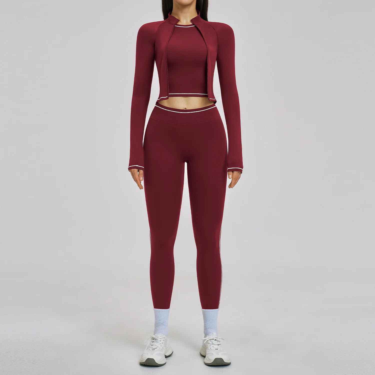 Yoga Suit 3PCS Sports Set Women Quick-Drying Gym Outfits Women Tracksuit Running Workout Long Sleeve Sports Bra Yoga Clothing