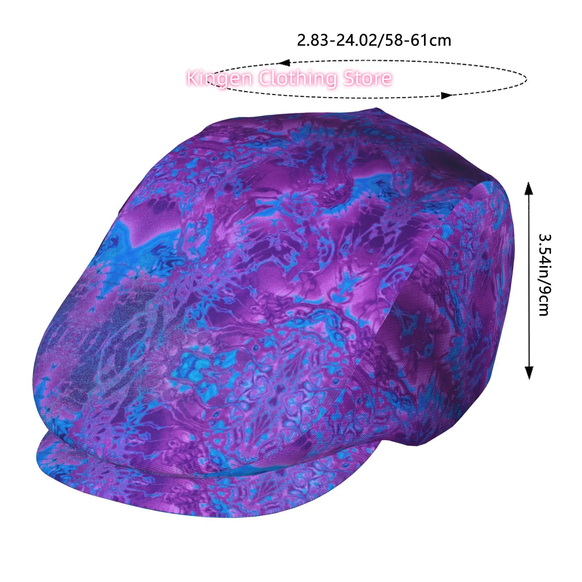 Purple and Blue Marbling Men and Women Adjustable Flat Cap Newsboy Beret Ivy Cap Irish Cabbie Fishing Hats Forward Cap Gatsby Ca