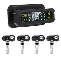 USB Solar Power Tire Pressure Monitoring System Wireless Car TPMS LCD Display Pressure Alarm With Internal Sensor