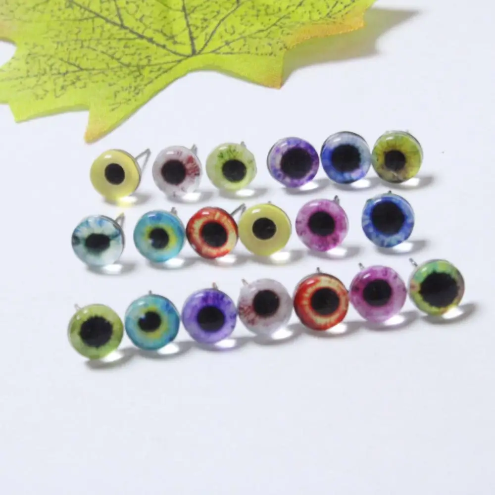 10pair/lot 8mm/10mm/12mm/14mm/15mm/16mm  needle pin glass eyes for plush doll findings --- color by randomly