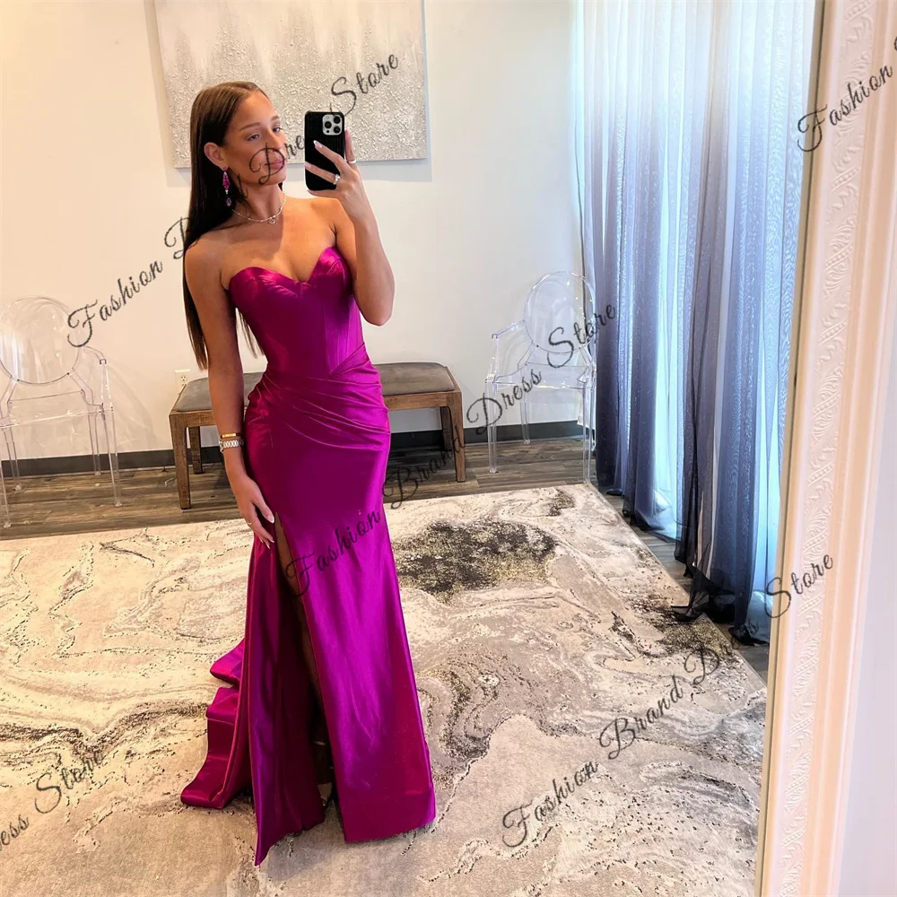 Sexy Sweetheart Mermaid Prom Dresses With Split Sleeveless Evening Gowns Pleated Corset Backless Long Ball Gowns for Women 2024