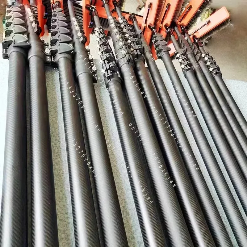 45ft 50ft 60ft 3K Telescopic Carbon Fiber Poles Water Fed Pole System for Window Cleaning Pure Water Technique
