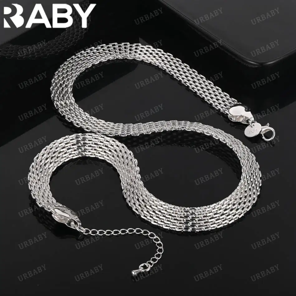 

URBABY 925 Sterling Silver 10mm Chain Necklace For Women Men Anniversary Gift Popular Wild Fashion Romantic Jewelry