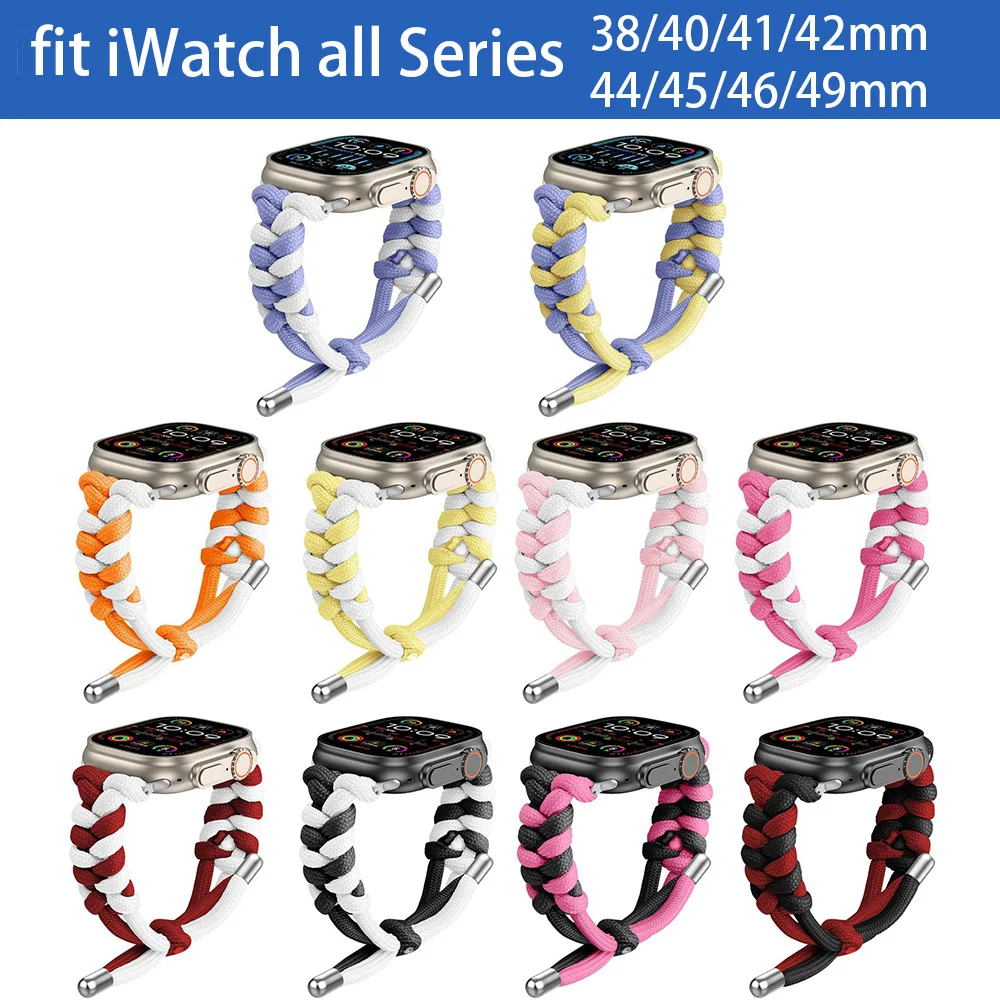 

Braided Rope Watch Strap for Apple Watch Series 11 10 9 8 7 42mm 46mm 49mm 44mm 45mm 41mm 40mm Nylon Watchband