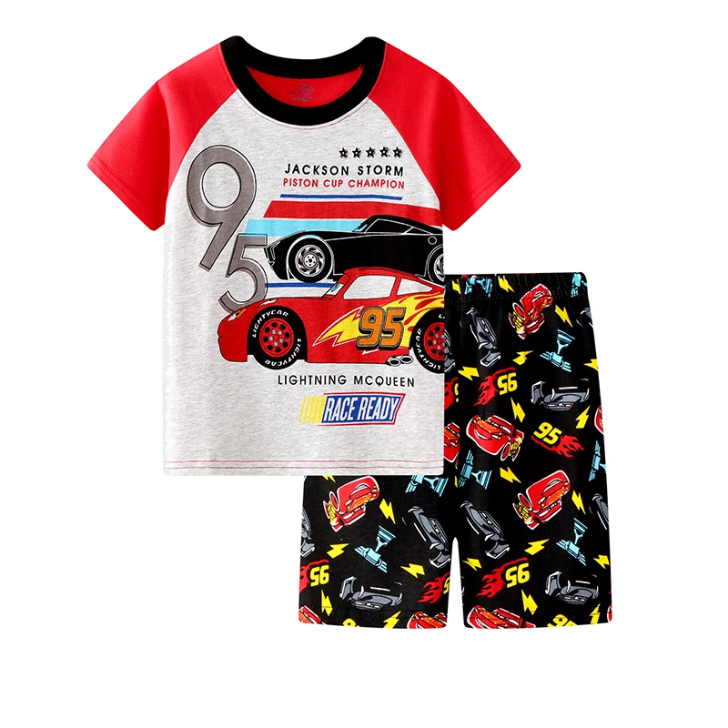 Summer Children Pajamas Set Short Sleeve T Shirt Shorts Car Boy Pyjamas Kids lightning mcqueen Pijamas Cartoon Baby Sleepwear