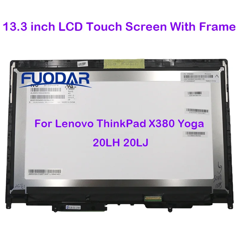

13.3" M133NWF4 LCD Touch Screen For Lenovo ThinkPad X380 Yoga 20LH 20LJ Digitizer Assembly Display Replacement With Frame