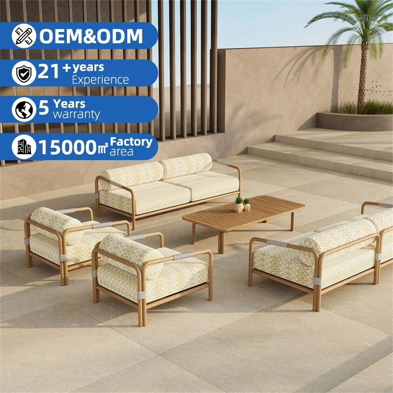

Luxury Hotel Contemporary Villa Outdoor Furniture Set Garden Sofa Ensemble Resort Teak Furniture Patio Outdoor Sofa