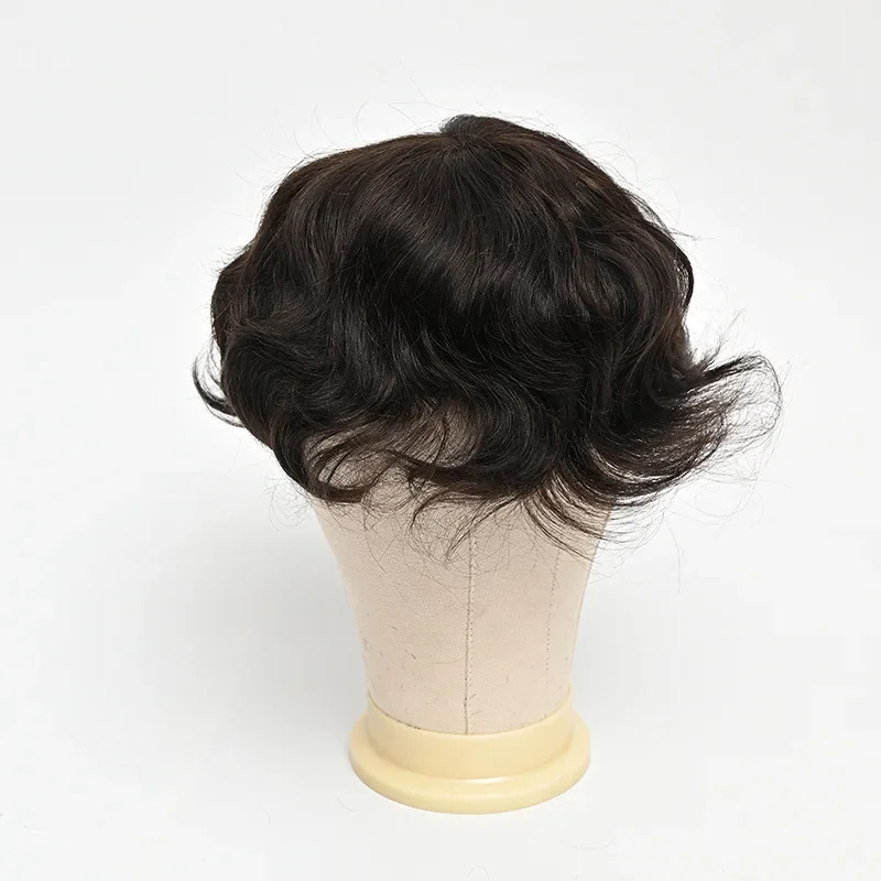 Perruque Lace Front Wig Suisse 100% Naturelle, Cheveux Humains, Pu, Unité Système de Remplacement, Europe, pour Homme