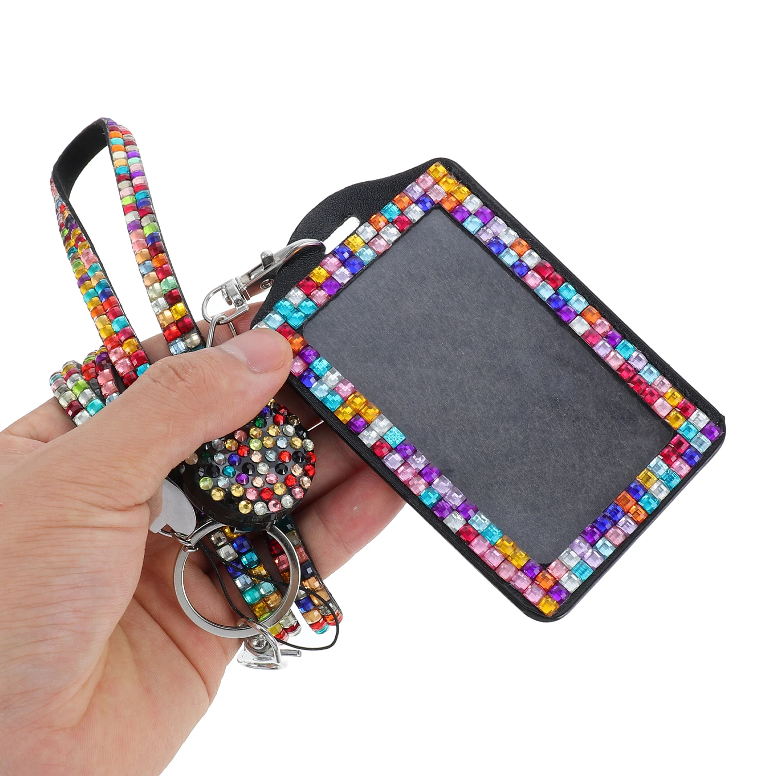 

Crystal Rhinestone Lanyard Card Protector Sleeves Badge Lanyards Holder with Shiny Strap Glitter Business Clip Staff