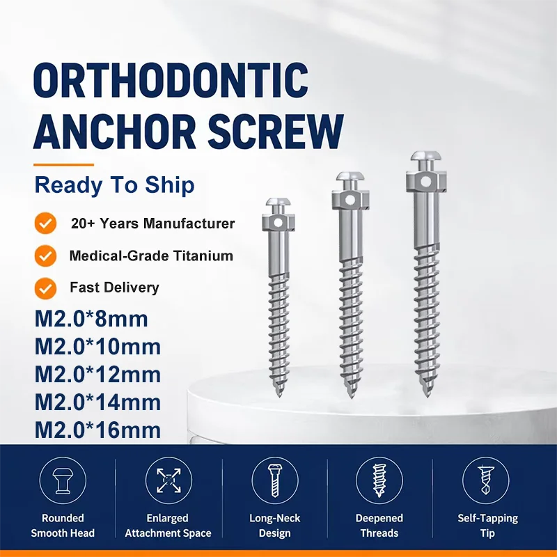 SmileRevive In Stock Orthodontic Mini Screw TAD Titanium Anchor Micro Implant Fast Shipping 2.0*8/10/12/14/16mm