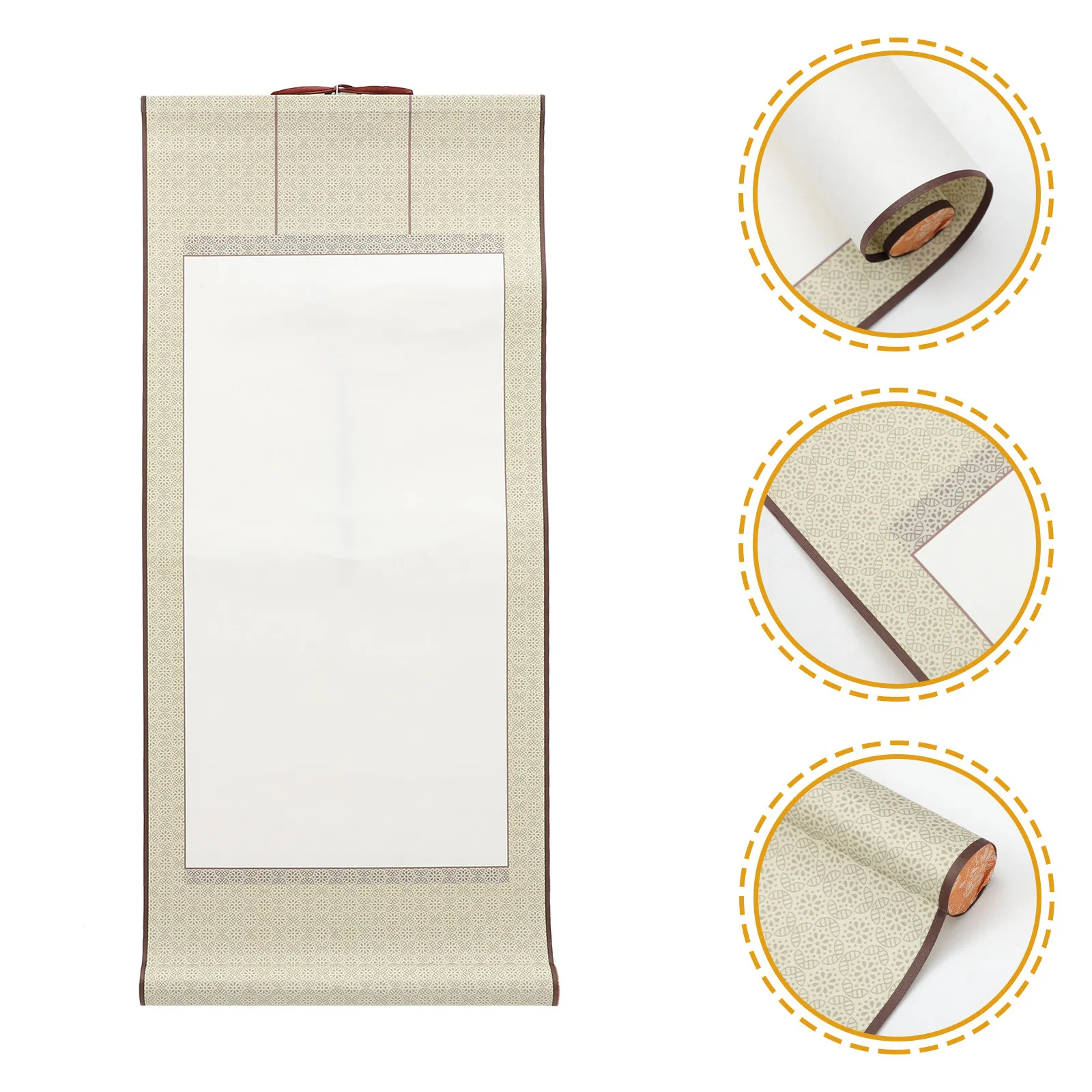 2Pcs Multi-Function Blank Scroll Chinese Painting Paper Calligraphy Practice Scroll Lightweight Foldable for Art Wall Hanging