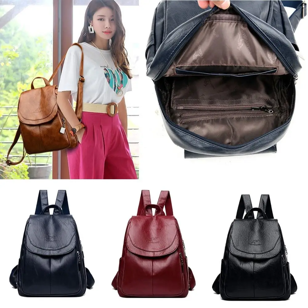 

Phone Bag PU Leather Backpack Large Capacity Fashion Knapsack Luxury Schoolbag for Girl Women Lady