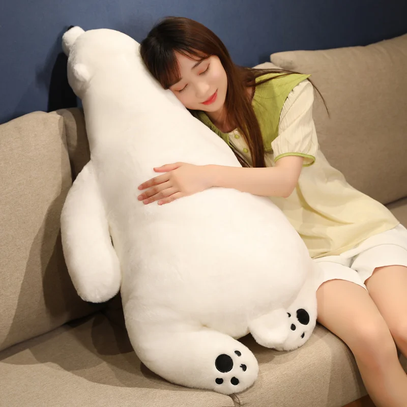 110CM Giant White Polar Bear Plush Toys Lovely Bear Pillow Stuffed Cushion Infant Appease Dolls Nice Birthday Gift