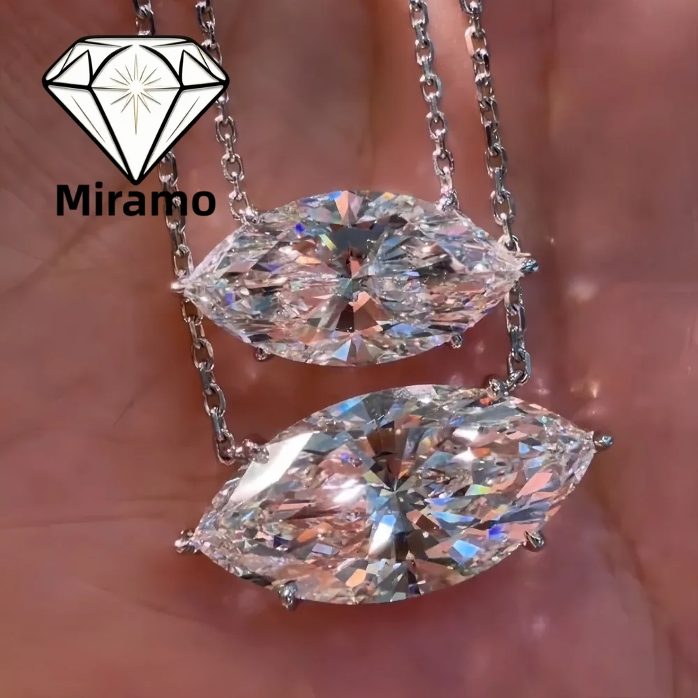 5CT Marquise Cut Moissanite/Zircon Necklace High-end Luxury Diamond Pendant for Women S925 Sterling Silver with Certificates