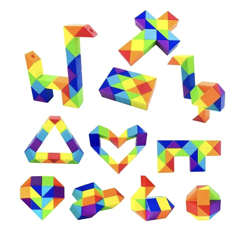 24-72 Segment Colorful Magic Cube 3D Puzzle Board Magic Snake Toy Transformable Fidget Children's Intelligence Puzzle Game