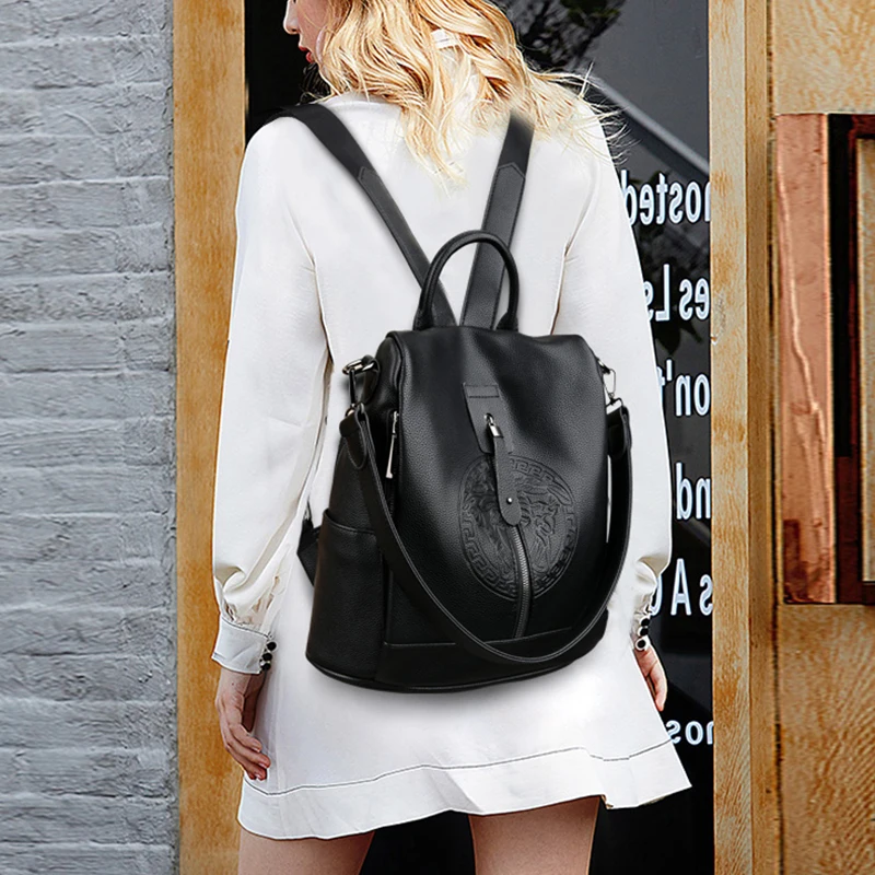 Anti-theft Soft Leather Backpack Women Vintage Shoulder Bag Ladies High Capacity Travel Bagpack School Bag Girl Mochila Feminina