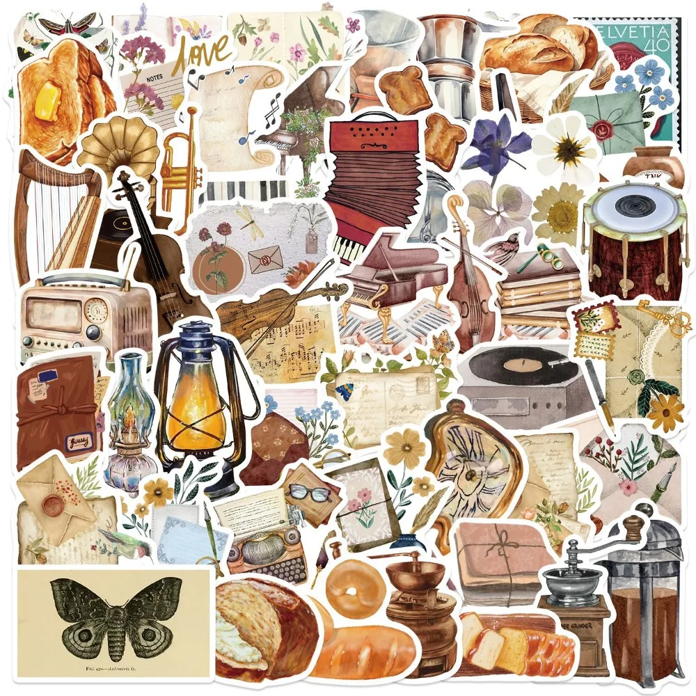 10/30/50Pcs Retro Secret Love Time Graffiti Stickers Aesthetic Vintage DIY Decals For Guitar Notebook Luggage Journal Decor