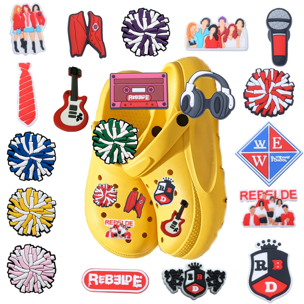 19pcs Cartoon Youth Campus Style Series PVC Shoe Charms Accessories DIY Detachable Waterproof Shoe Decorations Creativity Gifts