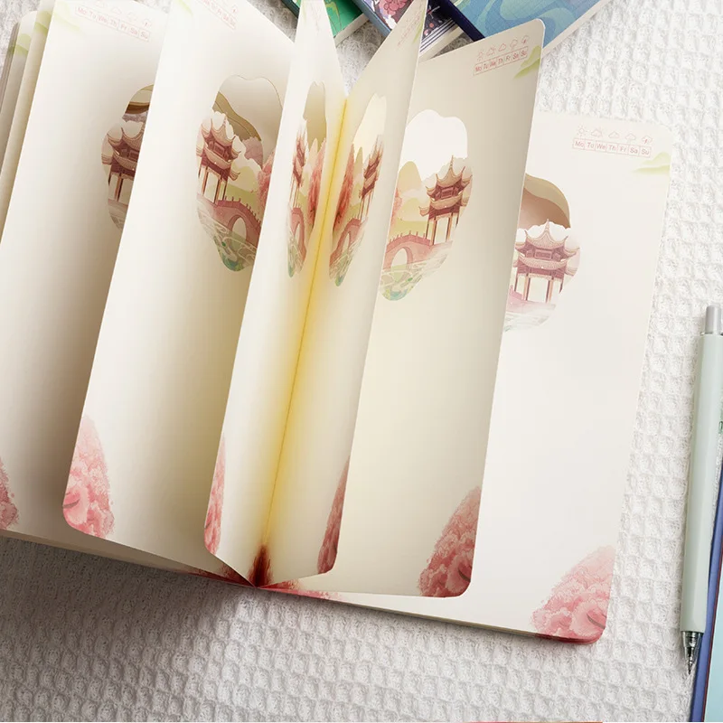 Su Causeway Spring Dawn 3D Ukiran Notebook Akun Tangan Ukiran Kertas Hadiah Kreatif Budaya Stempel Hadiah Perusahaan