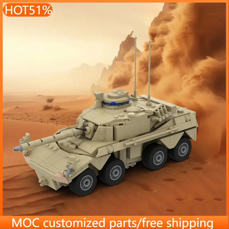 

718 деталей, модель военного танка Rooikat MOC, модульный конструктор, креативный дизайн, детский конструктор, игрушка для мальчиков, подарок