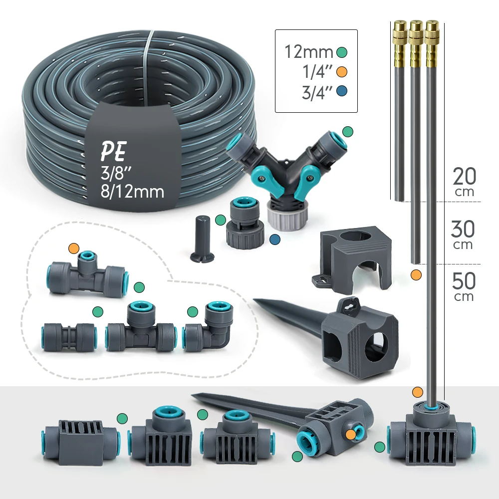 1/5/10pcs 12mm Hose Gardening Quick Connection Atomization Cooling System Accessories Multifunctional Garden Watering Connector