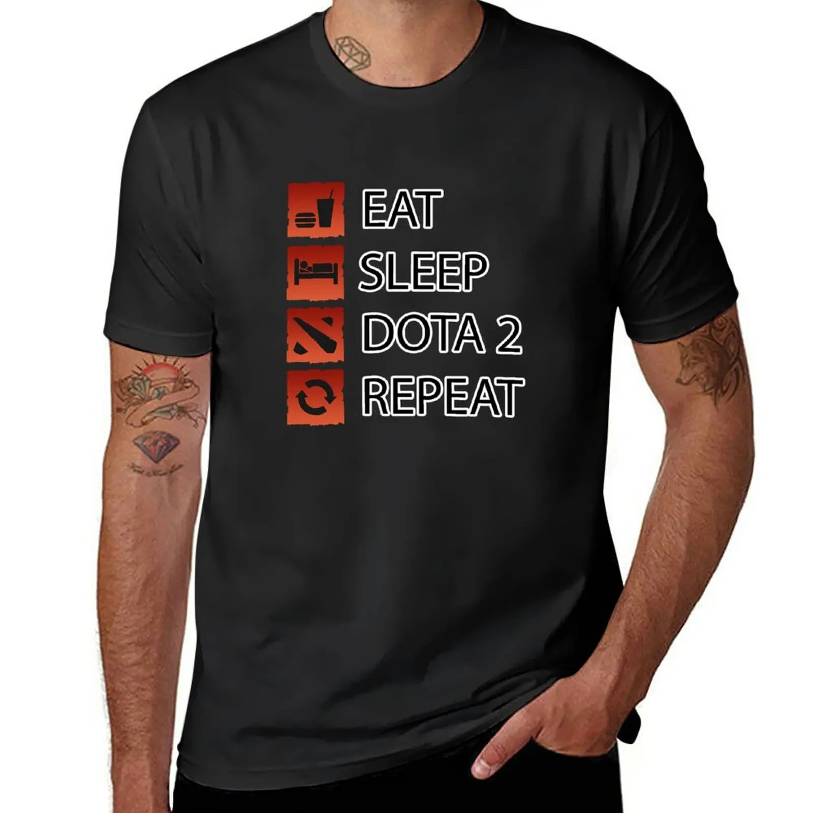 New Dota 2 Gamer Life - Eat Sleep Dota 2 Repeat T-Shirt hippie clothes animal print shirt for boys mens workout shirts