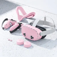 Compatible con accesorios Meta Quest 3S, cubierta facial de silicona VR, cubierta de carcasa, cubierta de agarre de controlador táctil, cubierta protectora de lente