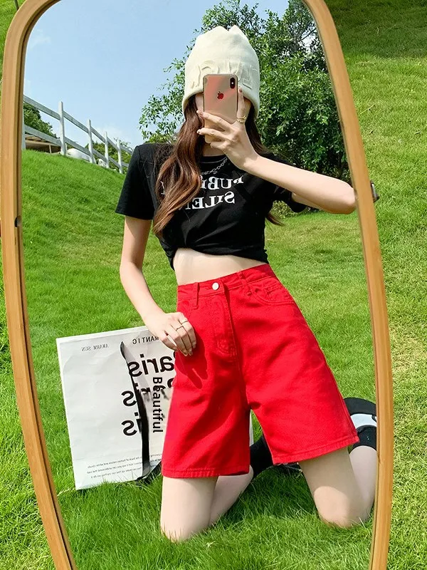 

Американские узкие прямые свободные брюки с высокой талией, повседневные женские летние тонкие джинсы средней длины, новые модные джинсы