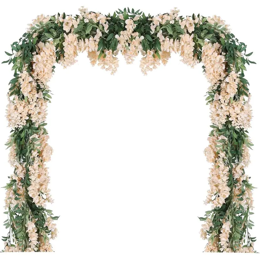 

4Pcs 6.6Ft Piece Imitation Silk Wisteria Garland Hanging Flower Vine for Home Outdoor Garden Ceremony Wedding Arch Floral Decor