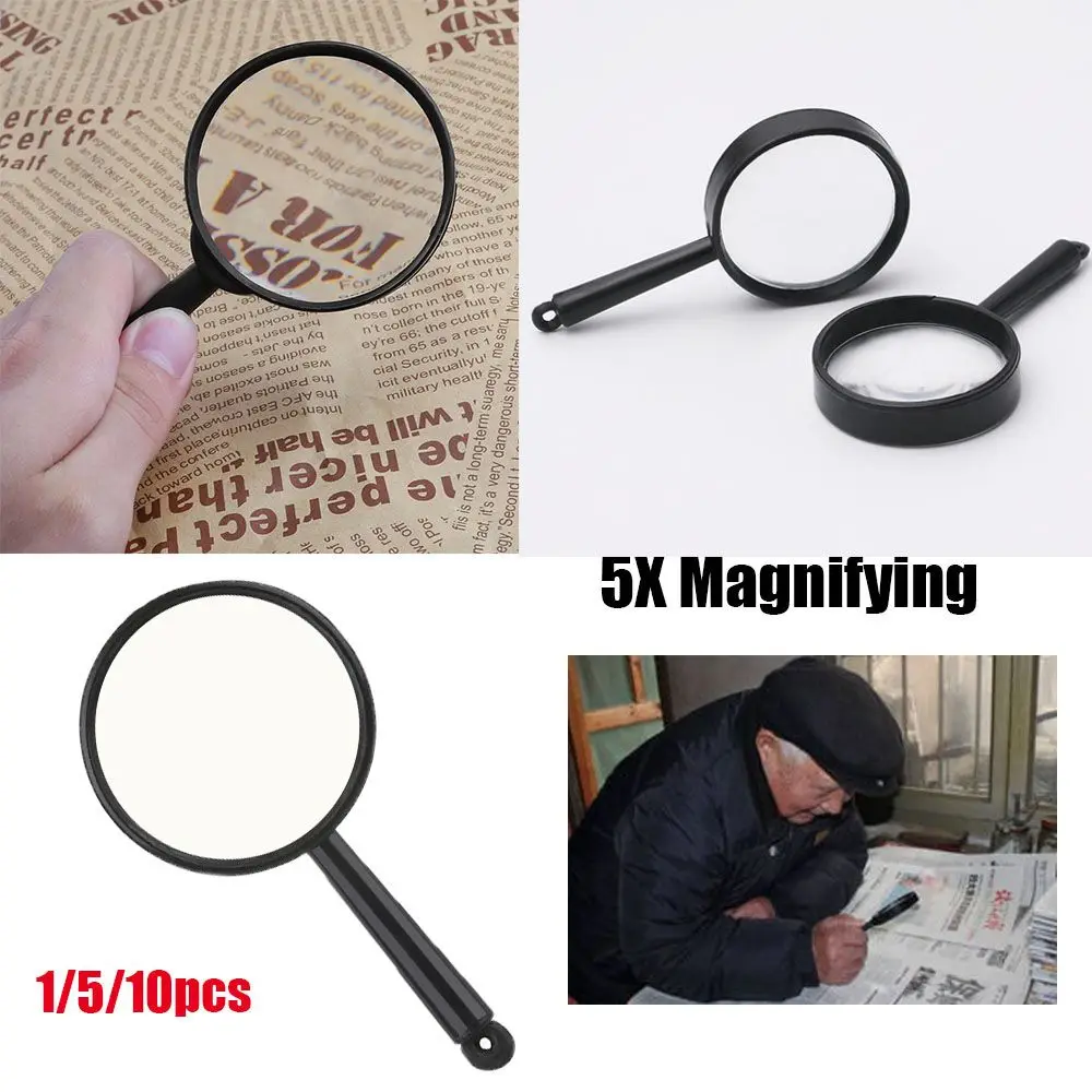 1/5/10pcs Magnifier 25mm Hand Held 5X Magnifying Loupe Reading Glass Lens