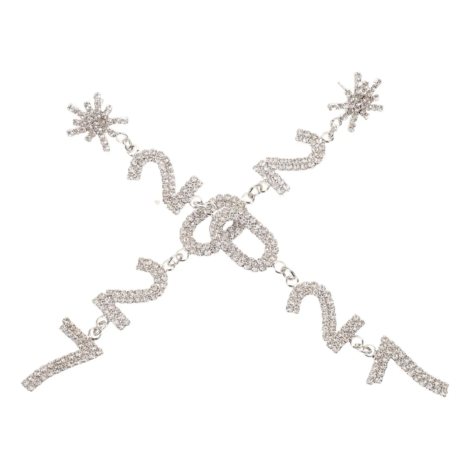 1Pair Snow Flake Rhinestone Earrings Dangling 5.7 Inch Sparkly Long Drop New Year Party Jewelry Statement Earrings for Women