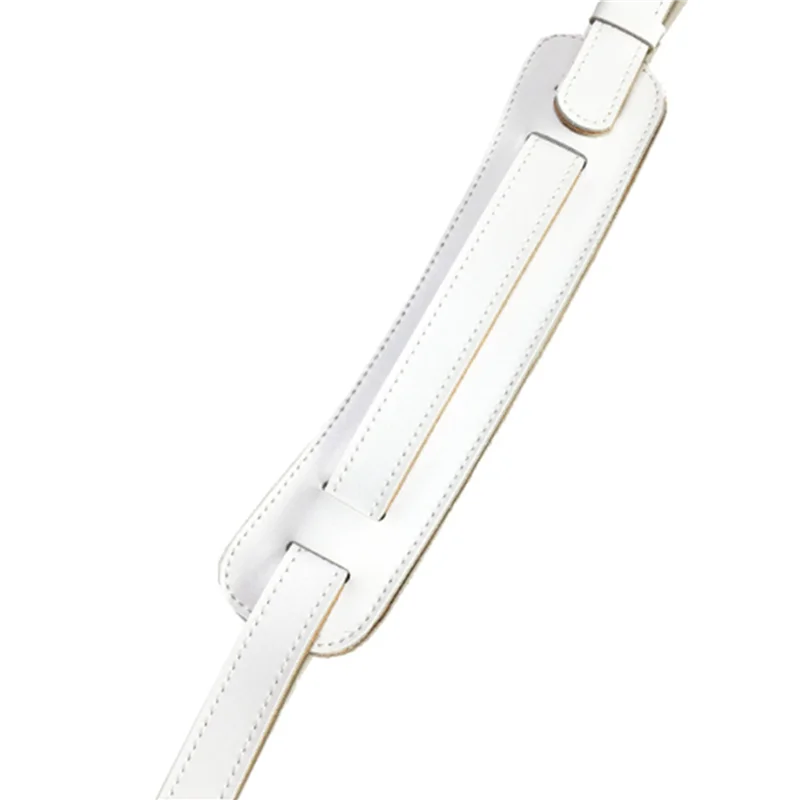 

RTSHE-3X Durable Leather And Metal Buckle Electric Guitar Strap Belt Shoulder Pad Adjustable Vintage Guitar Straps-White Color
