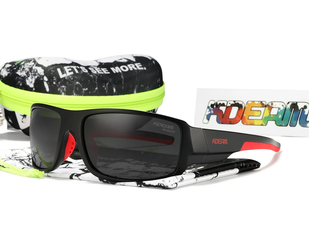 KDEAM Leistung Polarisierte Sonnenbrille Für Männer Druck Muster Design Rahmen Gläser Durchlässigkeit Cat.3 männer Sport Brille – Detail 17
