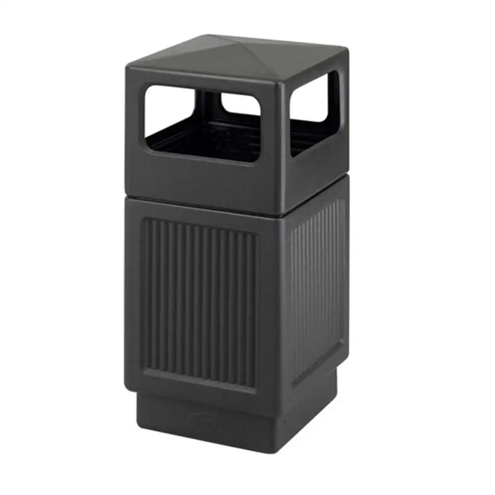 Canmeleon Recessed Panel Indoor Outdoor Trash Can, 38 Gallon, Black