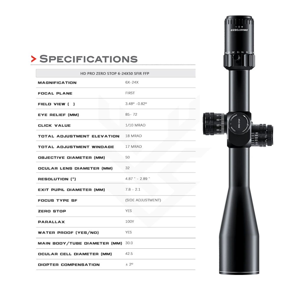 Imagem -05 - Swamp Deer-ffp Ajuste Riflescope 624x50sfir Mrad Retículo Apto para Caça Vistas Ópticas