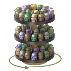 Evemodel Paints Organizer 33mm Slot Pigment Bottle Spinning Rack Stand Holder Shelf for CITADEL Paints 12ml 18ml SN09M