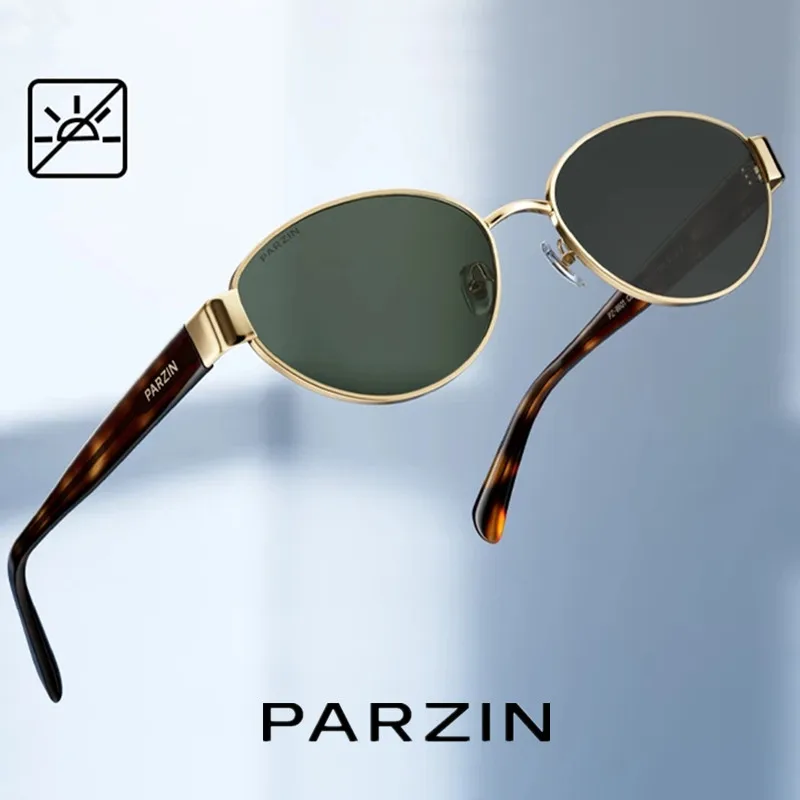PARZIN Retro Metal Oval Sunglasses UV Protection Fashion Sun Glasses for Men And Women Customizable Prescription PJ8601