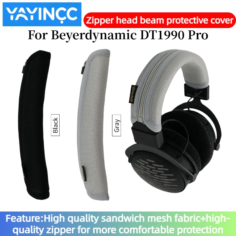 

YAYINCC Headphone Head Beam Cover for Beyerdynamic DT1990 Pro Earphone Zipper knitted fabric headband protective cover