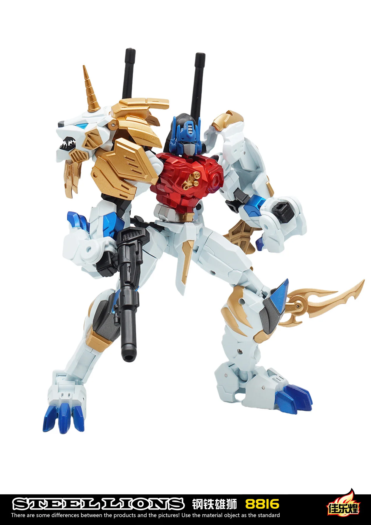 GYHTOYS Trasformazione 8816 Lion King Commander Leone in acciaio Giocattolo leone bianco