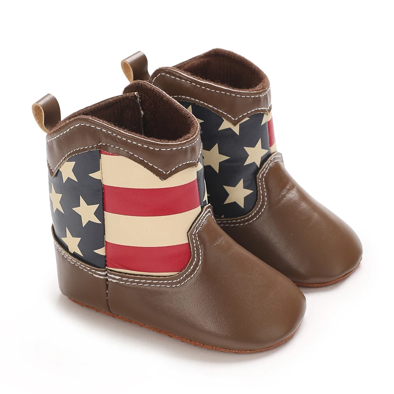 New Baby Boots Cute High Quality Soft PU Anti Slip Sole Spring and Autumn Fashion 0-18M Newborns' Pre Step Shoes