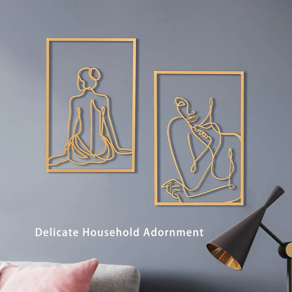 Nordic Abstract Decoration Painting Line Ornament Drawing Silhouette Household Adornment Bedroom Home Decor Gold