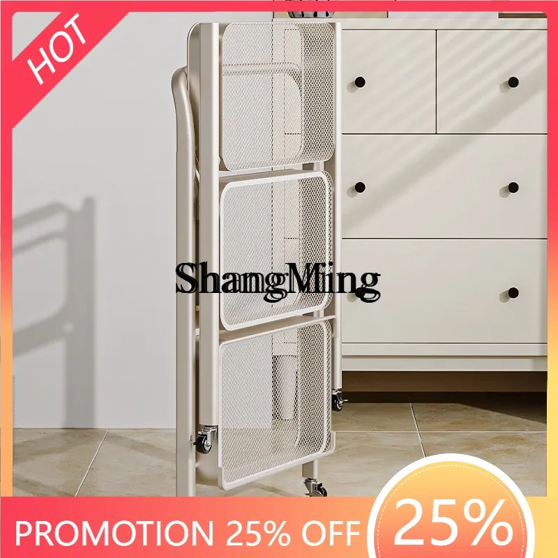 

FG good-looking Home Luxury Foldable Trolley Rack Floor Mobile Wheeled Bedroom Snack